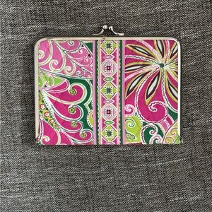 Vera Bradley Pink Green Floral Clasp Photo Holder Pinwheel Pink